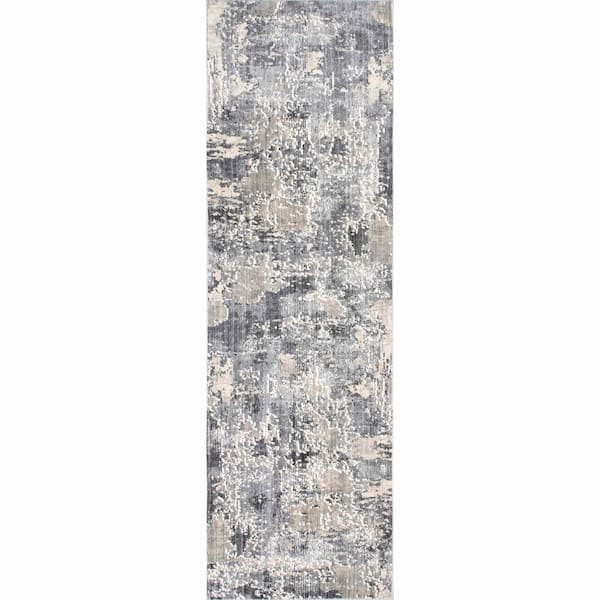 nuLOOM Levitan Silver 2 ft. 6 in. x 6 ft. Abstract Runner Rug