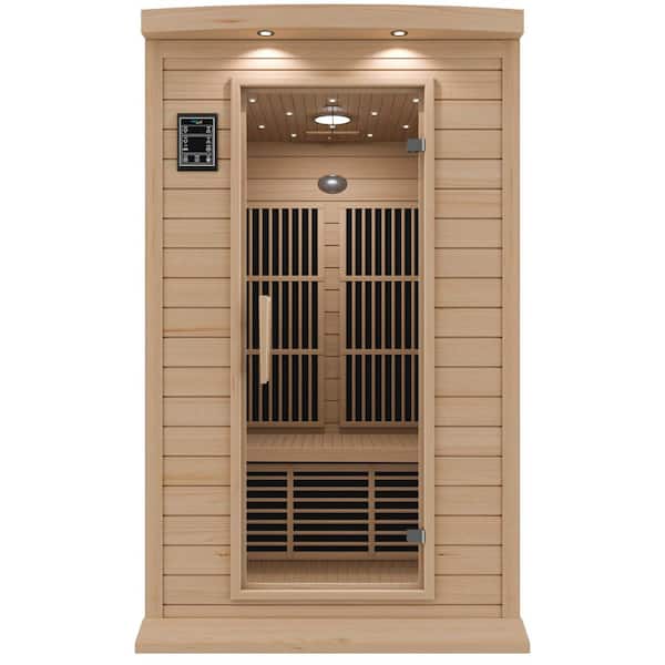 S09HD Series 2-Person Indoor Hemlock Wooden Infrared Sauna with Carbon FAR, LED Touch and Control Panel