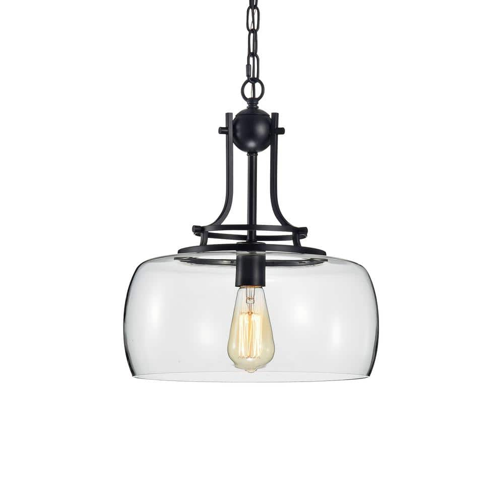 Warehouse of Tiffany Karha 15 in. 1-Light Indoor Black Finish Pendant ...