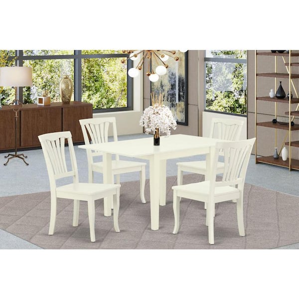 East West Furniture 5-Piece Linen White Finish Solid Wood Top-Dining Room Set-Seats 4