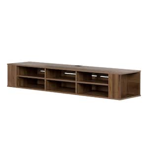 City Life 68 in. Natural Walnut Particle Board TV Stand 75 in. with Cable Management