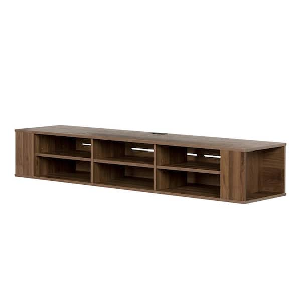 South Shore City Life 68 in. Natural Walnut Particle Board TV Stand 75 in. with Cable Management