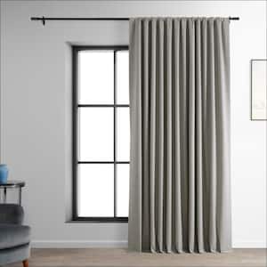 Dark Greige Beige Performance Linen Extrawide 100 in. W x 108 in. L Rod Pocket Hotel Blackout Curtain (Single Panel)