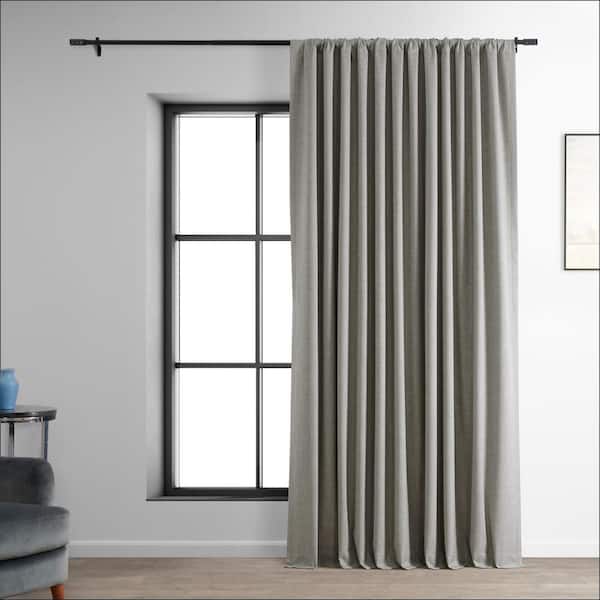 Exclusive Fabrics & Furnishings Dark Greige Beige Performance Linen Extrawide 100 in. W x 108 in. L Rod Pocket Hotel Blackout Curtain (Single Panel)