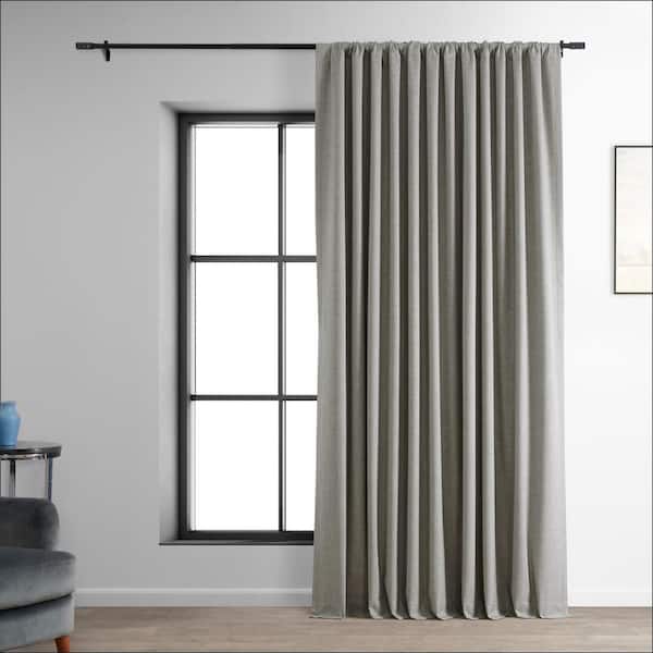 Exclusive Fabrics & Furnishings Dark Greige Beige Performance Linen Extrawide 100 in. W x 96 in. L Rod Pocket Hotel Blackout Curtain (Single Panel)