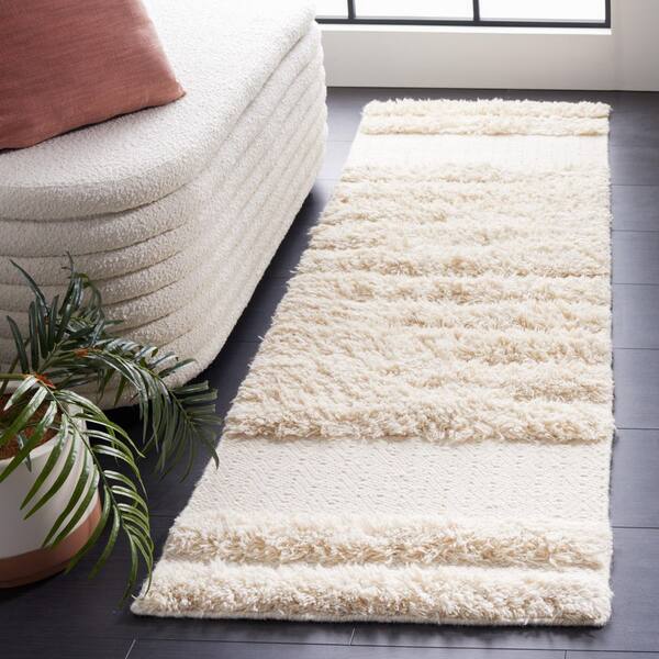 Kenya 2 ft. x 8 ft. Ivory Flokati High-Low Runner Rug