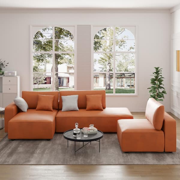 Urban 3 Piece L-Shaped Sectional, Sofa With Chaise