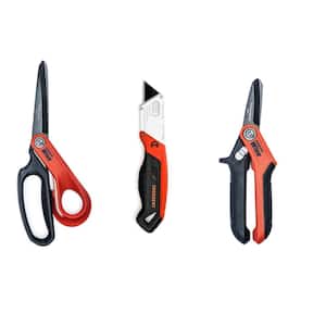 Pro Cutting Scissors, Utility Scissors and Folding Utility Knife Tool Set (3-Piece)