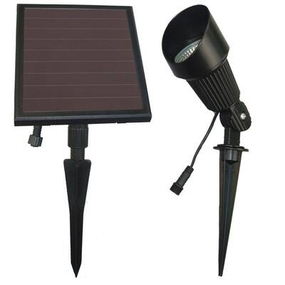 Solar Powered Black Outdoor Spot Light with Warm White LEDs