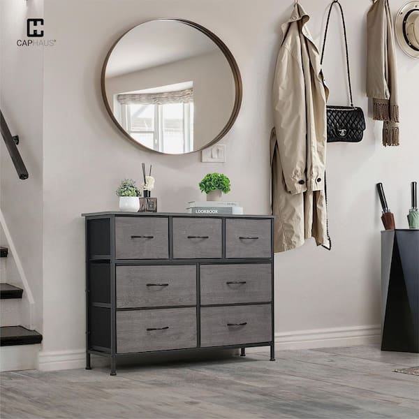 CAPHAUS Grey Oak 7 Drawer 39.4 in. Wide Dresser FBDD-CHF0702-DKGY