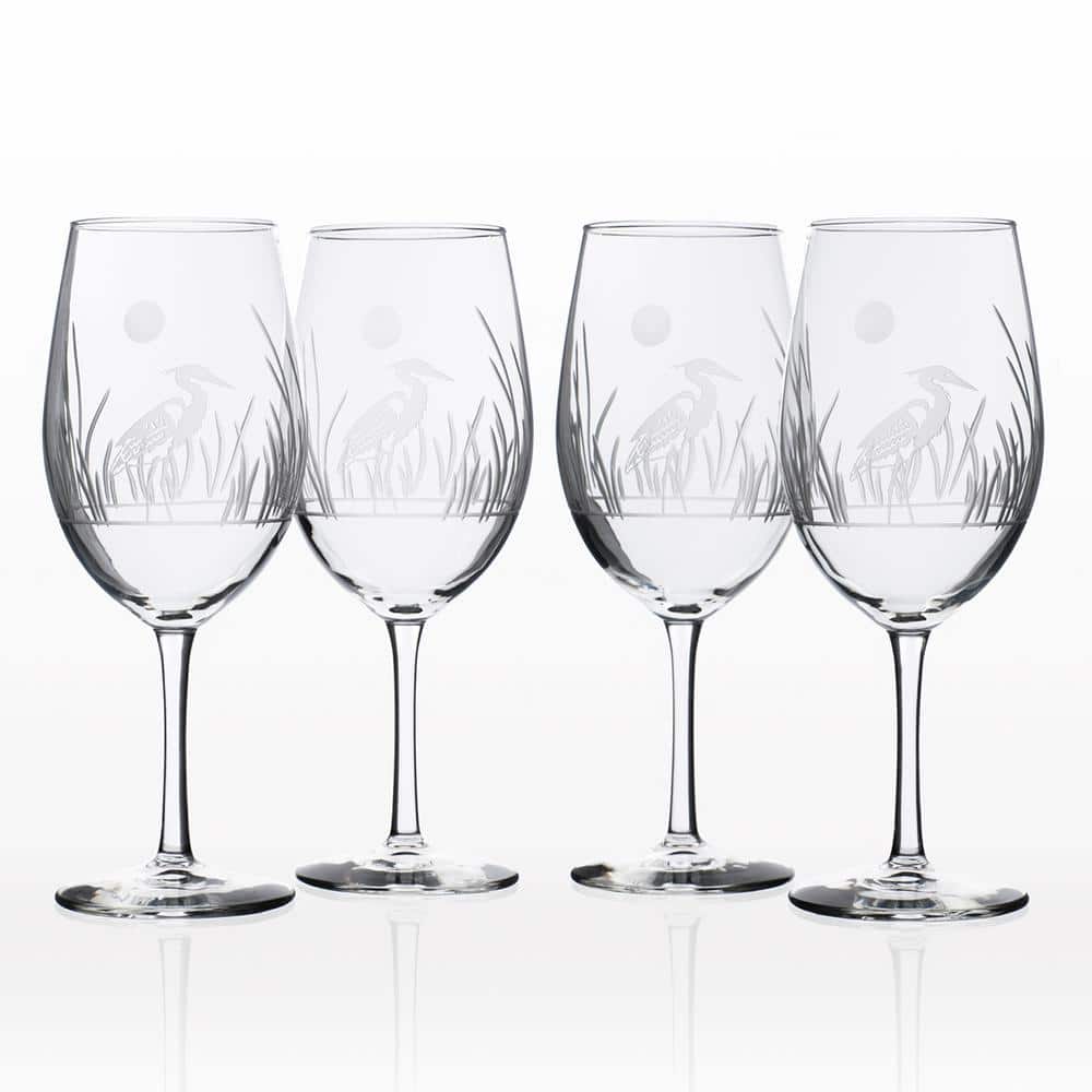 Vintage Etched CRYSTAL Wine Glasses, Set of 5, 4 oz Round Crystal