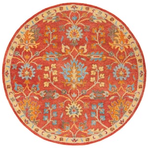 Heritage Red/Multi 6 ft. x 6 ft. Border Round Area Rug