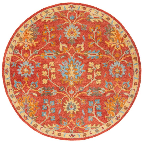 SAFAVIEH Heritage Red/Multi 6 ft. x 6 ft. Border Round Area Rug