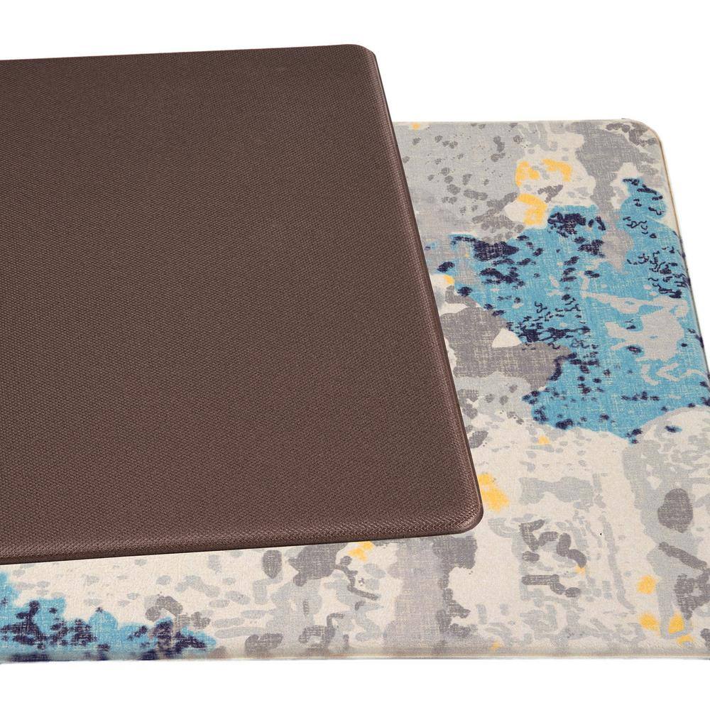 Cream Abstract Anti-Fatigue Standing Mat with Rubber Backing