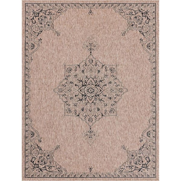 Unique Loom Beige Antique 9 ft. x 12 ft. Indoor/Outdoor Area Rug
