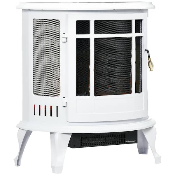1500-Watt 22 in. White Electric Compact Radiant Infrared Fireplace Stove Heater with Realistic LED Flame