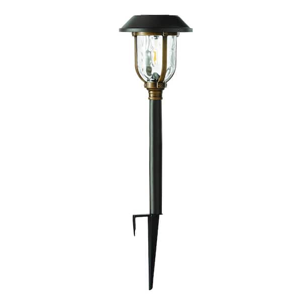 Savannah 25 Lumen Bronze and Brass LED Weather Resistant Outdoor Solar Path Light with Glass Lens