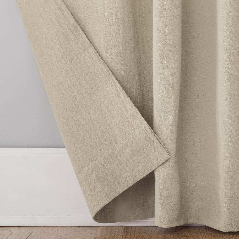 Oatmeal Cotton Twist Tab Light-Filtering Curtain Panel