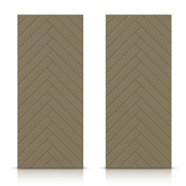 CALHOME 48 in. x 80 in. Hollow Core Olive Green Painted Composite MDF Interior Double Closet Sliding Doors