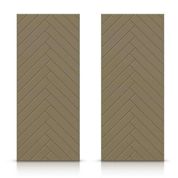 CALHOME 84 in. x 84 in. Hollow Core Olive Green Painted Composite MDF Interior Double Closet Sliding Doors