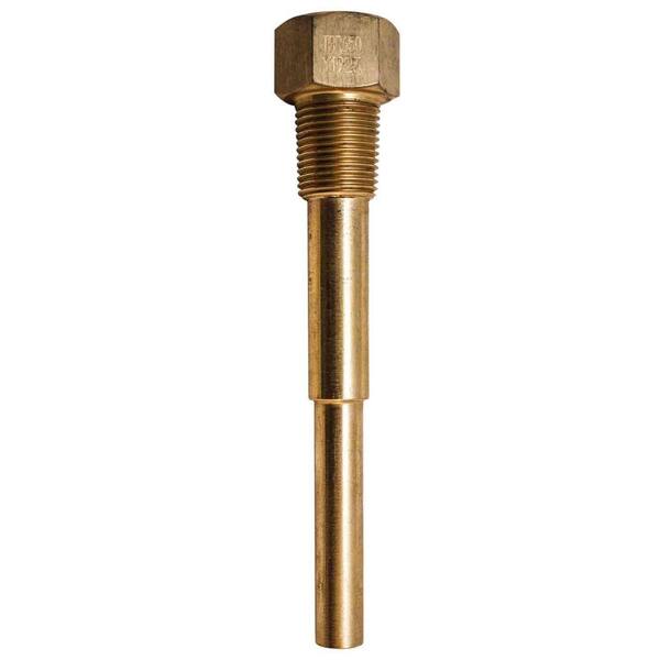 Winters Instruments TBR Series 6 in. Brass Thermowell with 1/2 in. NPT Connection and 4.5 in. Insertion Length