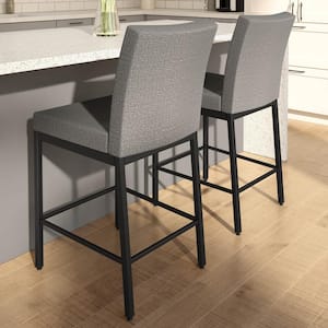 Perry Plus 30" Silver Grey Polyester / Black Metal Bar Stool