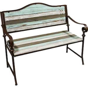 45 in. 2-Person Wood Outdoor Bench with Metal Frame