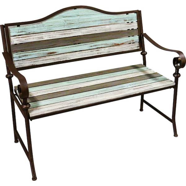 BACKYARD EXPRESSIONS PATIO · HOME · GARDEN 45 in. 2-Person Wood Outdoor Bench with Metal Frame