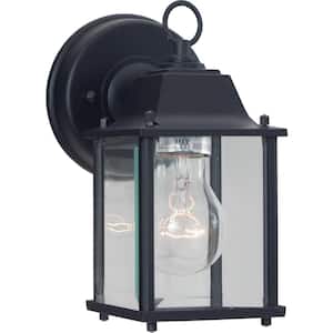 Black Hardwired Outdoor Coach Light Sconce with Clear Glass