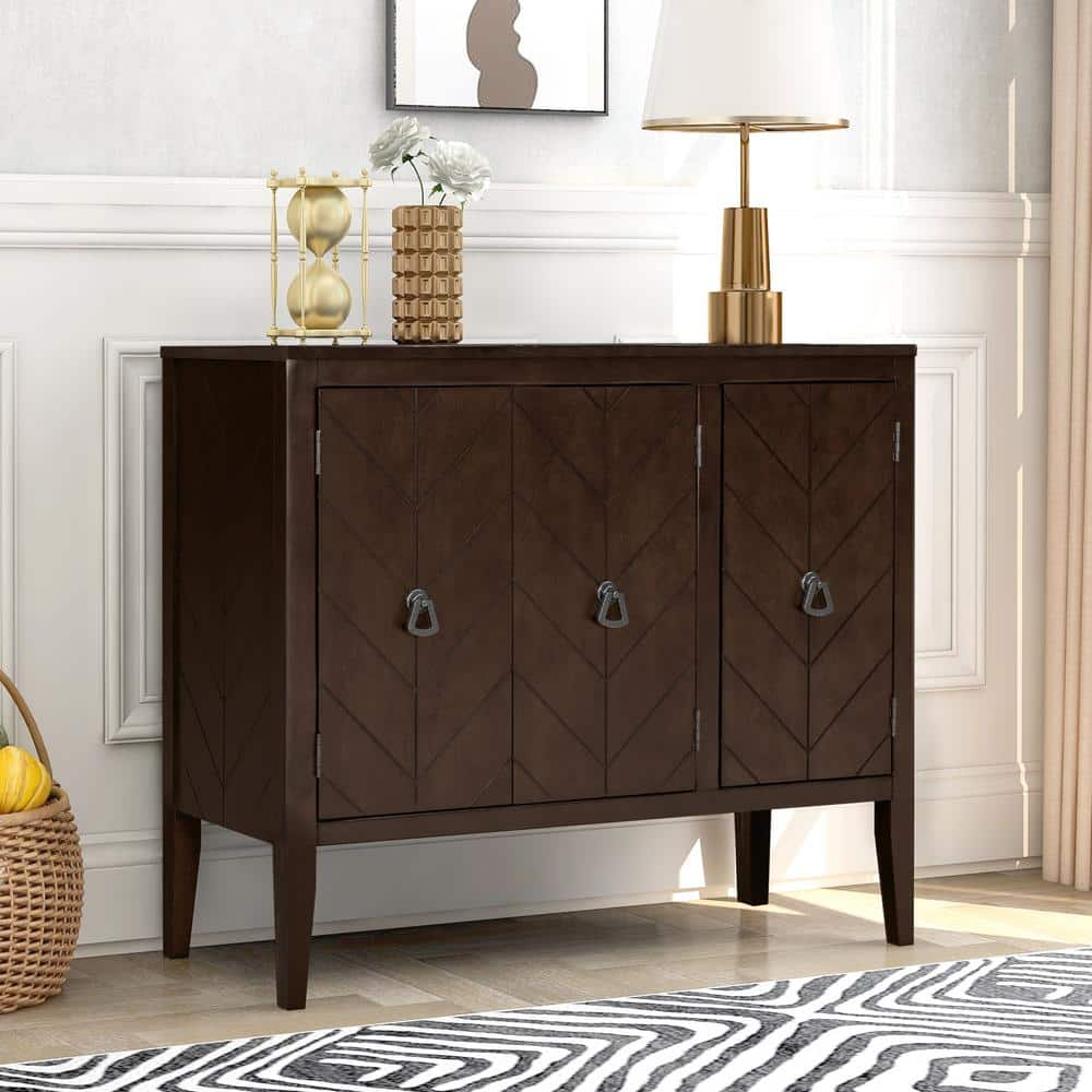 Modern Brown U Style Accent Wood Storage Cabinet With Adjustable Shelf   Brown Accent Cabinets Xs Wf297767aad 64 1000 