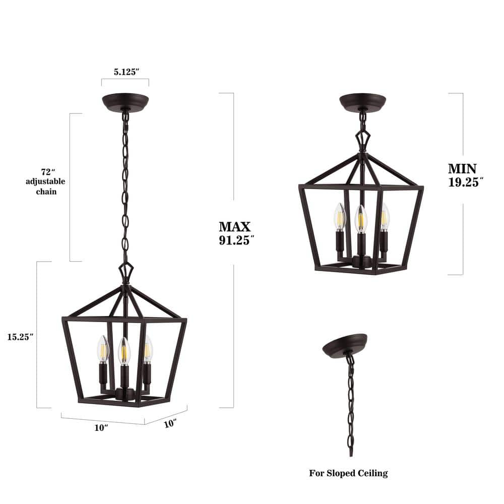 Ojai 10" LED Lantern Pendant in Oil Rubbed Bronze with Adjustable Chain