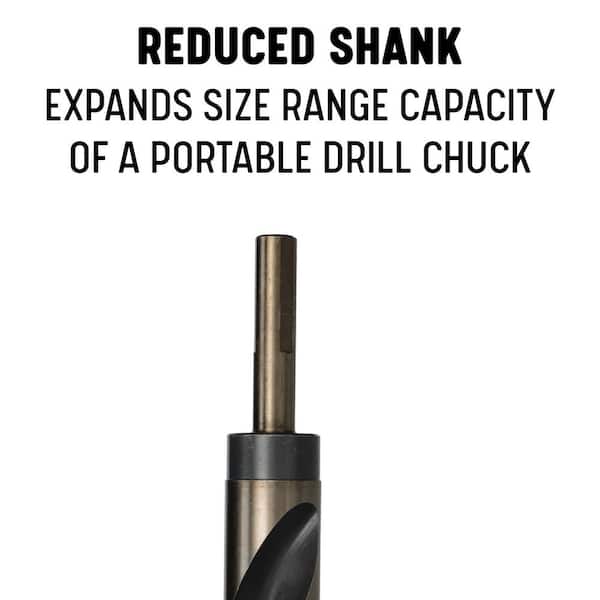 19/32 Reduced Shank HSS Black & Gold KFD Drill Bit, 1/2 Shank, 3-Flat Shank, KFDRSD19/32