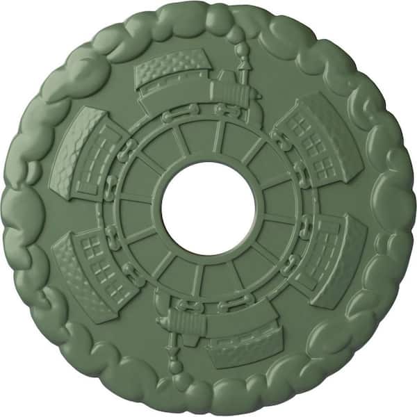 Ekena Millwork 1" x 18-1/2" x 18-1/2" Polyurethane Kendall Train Station Ceiling, Hand-Painted Athenian Green