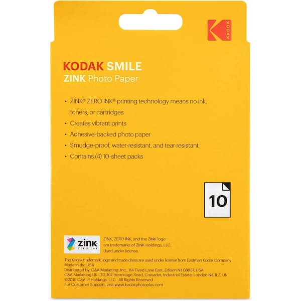Kodak Smile Zink Photo Paper (3.5 x 4.25, 10-Pack)