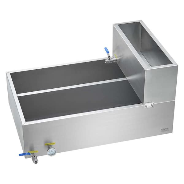 Maple Syrup Evaporator Pan 35 Gal. 2 Valves Maple Syrup Flat Evaporator Pan with Thermometer Stainless Steel