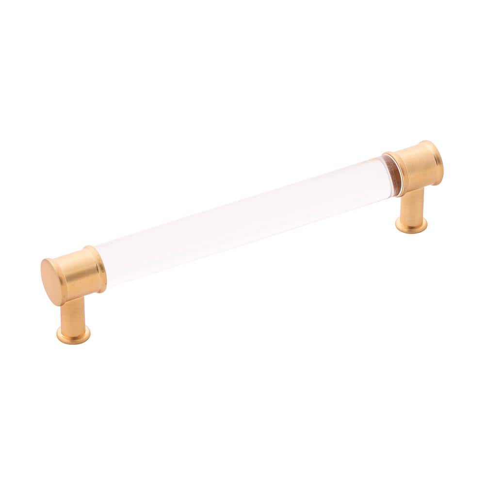 Golden Brass and Acrylic Modern Cabinet Bar Pull
