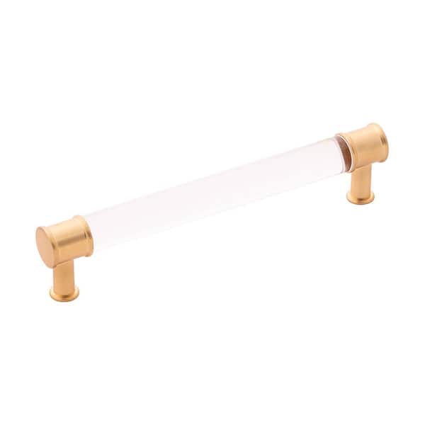 HICKORY HARDWARE Midway Collection 160mm (6 in.) C/C Crysacrylic with Brushed Golden Brass Cabinet Drawer & Door Pull
