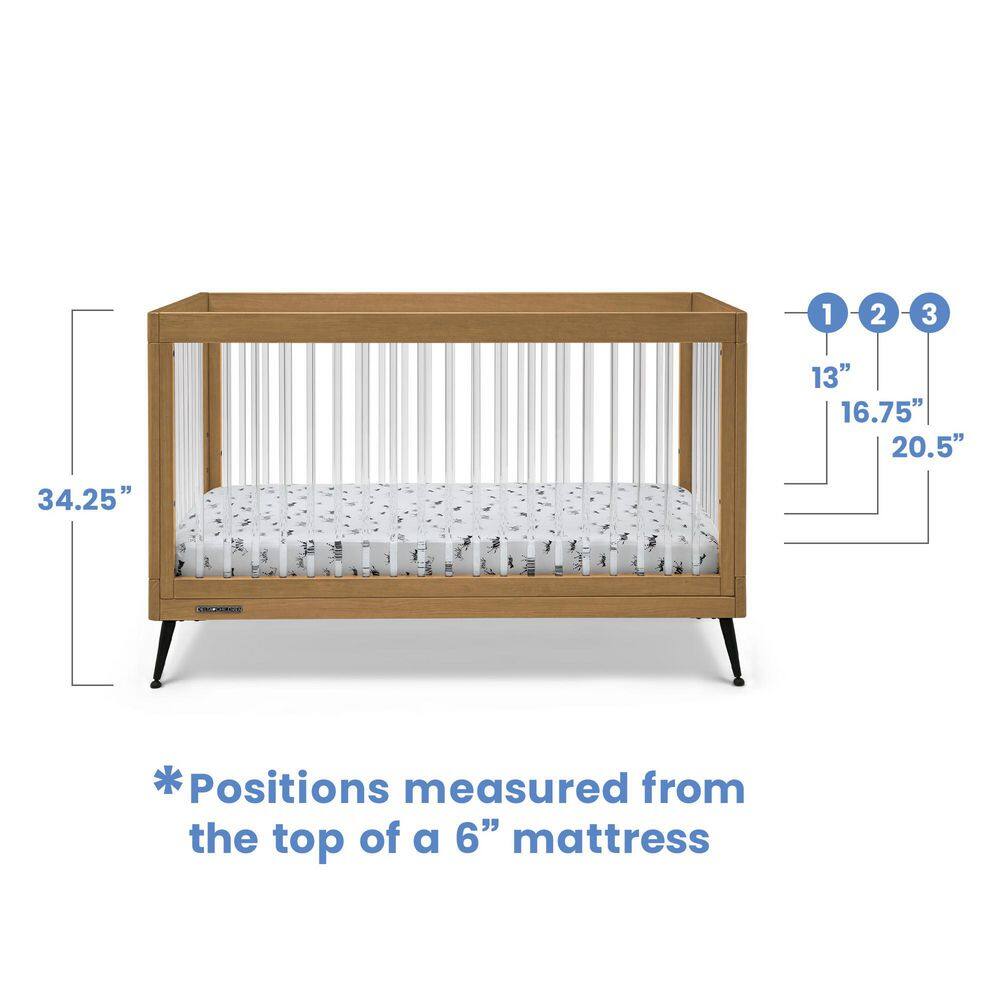 Acorn Matte Black Acrylic Convertible Crib with Metal Feet