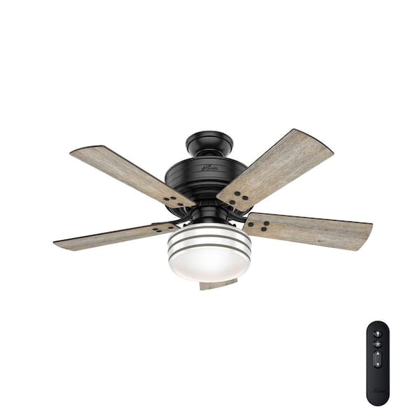 Hunter Cedar Key 44 in. Indoor/Outdoor Matte Black Ceiling Fan with Light Kit and Handheld Remote Control