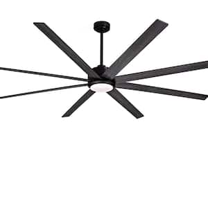 84 in. Indoor/Covered Outdoor Black Industrial Large Ceiling Fans with Lights and Remote Dimmable