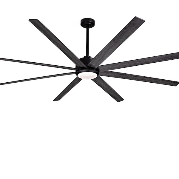 FANNEHONNE 84 in. Indoor/Covered Outdoor Black Industrial Ceiling Fans with Lights and Remote for Large Space