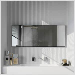 Black 72 in. W x 30 in. H Large Rectangular Single Aluminum Framed Wall Mount Bathroom Vanity Mirror in Black