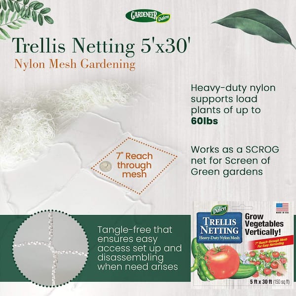 Soft Mesh Trellis Netting for Hydroponic Grows SCROG 5ft x 30ft 60in x 360in 