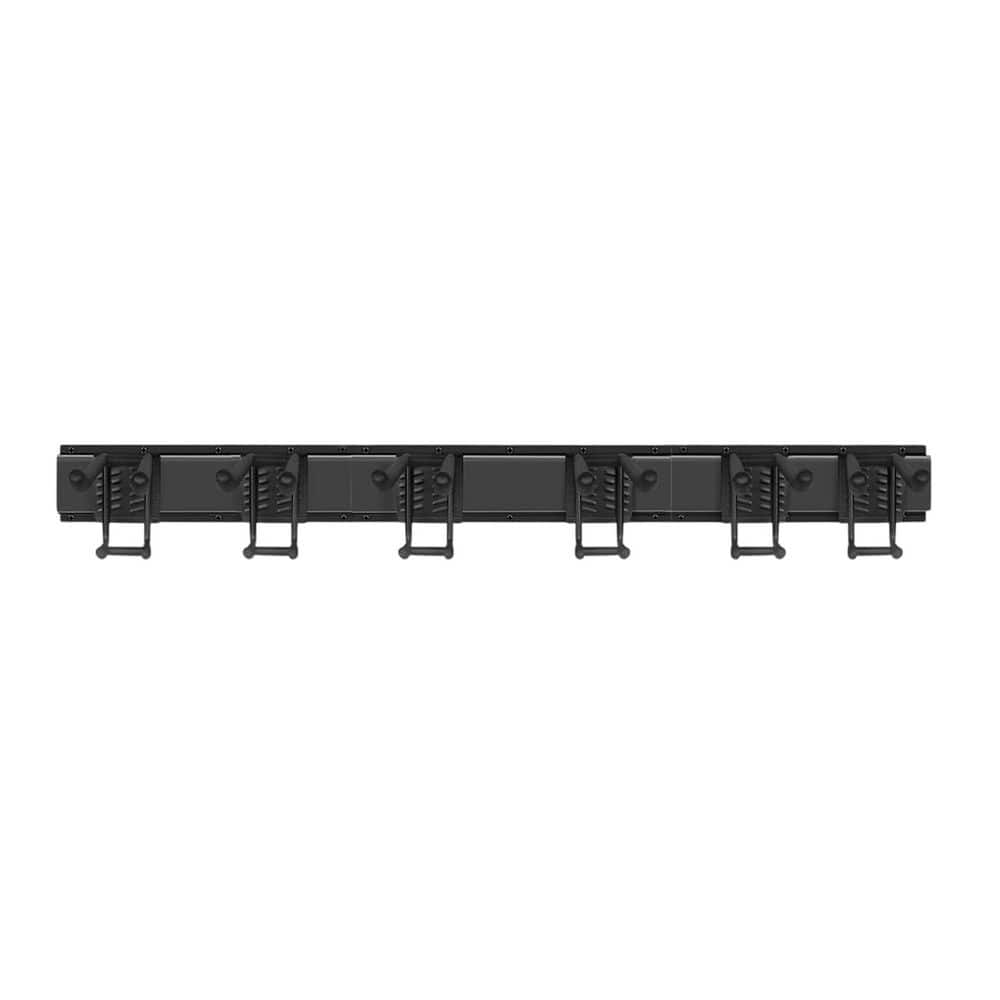 Garage Organizer 48 in. Black Alloy Steel Heavy Duty Double Layer Hooks Wall Rack with Rails Screws Anchors Included price history on PriceWatchPro