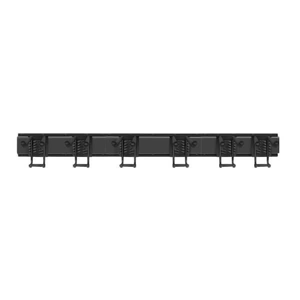 Garage Organizer 48 in. Black Alloy Steel Heavy Duty Double Layer Hooks Wall Rack with Rails Screws Anchors Included