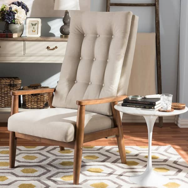 Baxton Studio Roxy Beige Fabric Upholstered Accent Chair