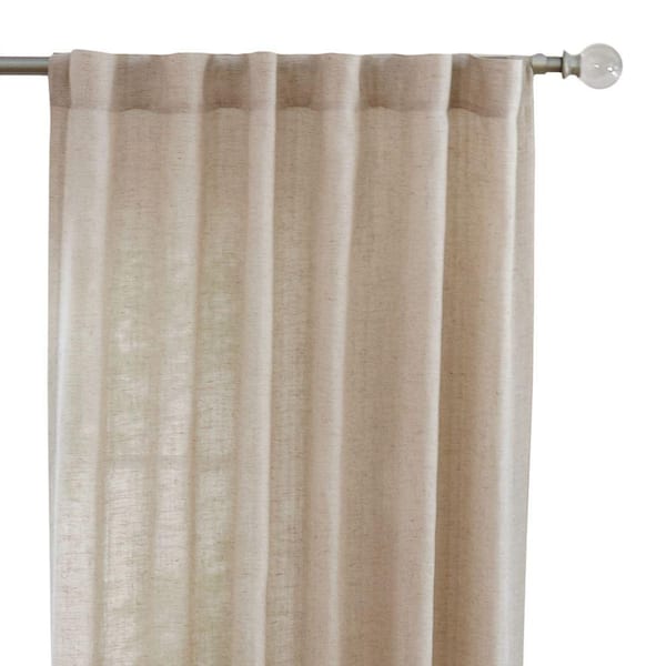 Home Decorators Collection Taupe Faux Linen Back Tab Room Darkening Curtain - 50 in. W x 108 in. L