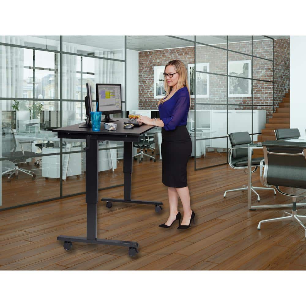 Adjustable Dark Walnut Wood Lectern with Lockable Casters