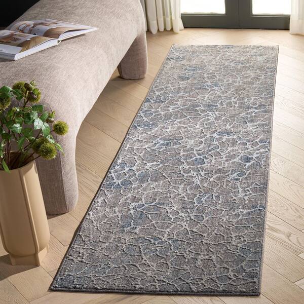 Finley Modern 2 ft. x 10 ft. Gray/Blue Marble Runner Rug