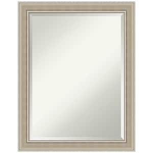 Mezzo Silver 21.5 in. x 27.5 in. Beveled Modern Rectangle Wood Framed Wall Mirror in Silver